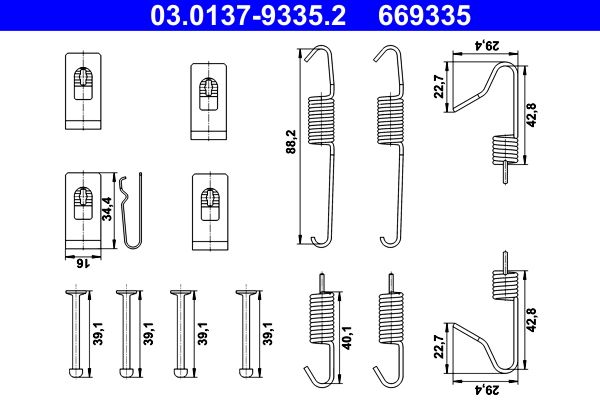 ATE 03.0137-9335.2 Accessory Kit, parking brake shoes