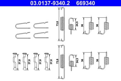 Accessory Kit, parking brake shoes ATE 03.0137-9340.2