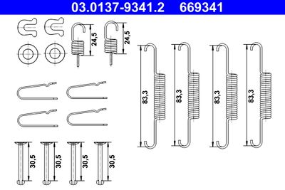 Accessory Kit, parking brake shoes ATE 03.0137-9341.2