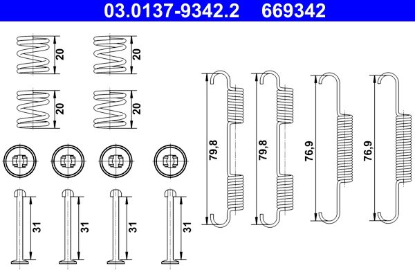 ATE 03.0137-9342.2 Accessory Kit, parking brake shoes