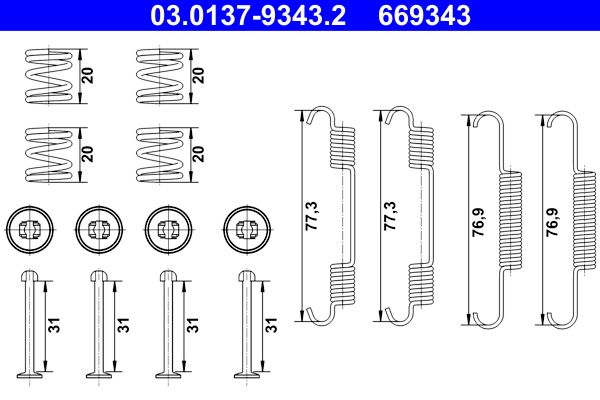 ATE 03.0137-9343.2 Accessory Kit, parking brake shoes