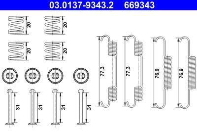 Accessory Kit, parking brake shoes ATE 03.0137-9343.2