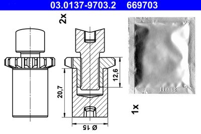 Accessory Kit, parking brake shoes ATE 03.0137-9703.2
