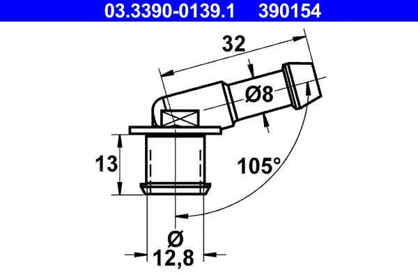 ATE 03.3390-0139.1 Connection Piece, hose line