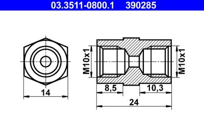 Adapter, brake line ATE 03.3511-0800.1
