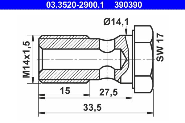 ATE 03.3520-2900.1 Banjo Bolt