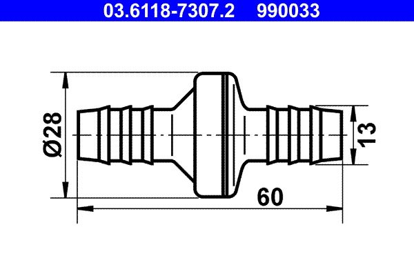 ATE 03.6118-7307.2 Valve, vacuum hose