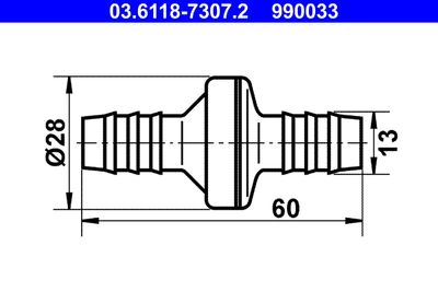 Valve, vacuum hose ATE 03.6118-7307.2