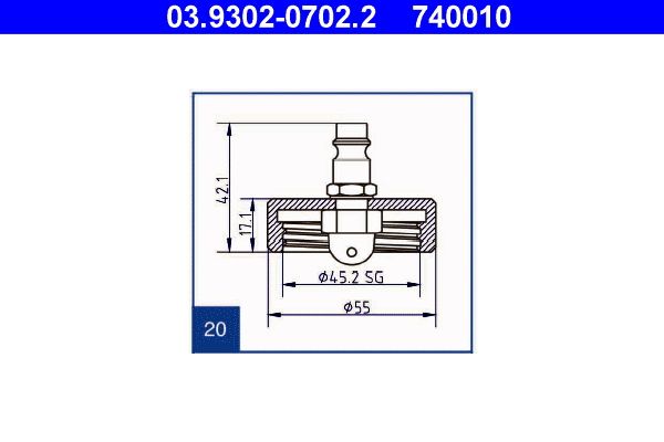 ATE 03.9302-0702.2 Brake Bleeder Adapter