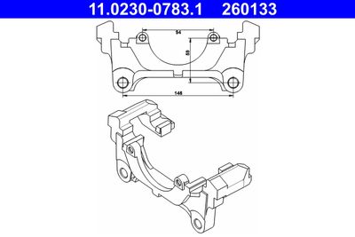 Bracket, brake caliper ATE 11.0230-0783.1