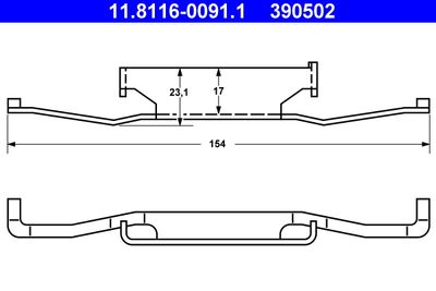Spring, brake caliper ATE 11.8116-0091.1