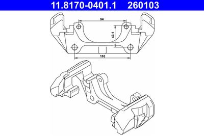Bracket, brake caliper ATE 11.8170-0401.1
