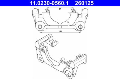 Bracket, brake caliper ATE 11.0230-0560.1