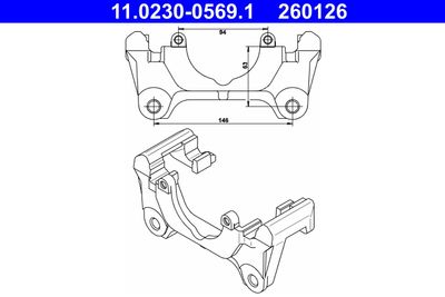 Bracket, brake caliper ATE 11.0230-0569.1