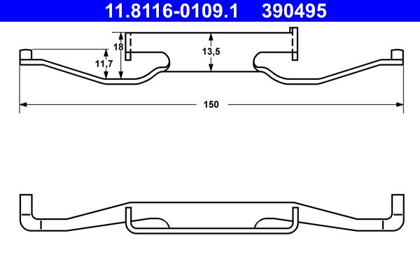 ATE 11.8116-0109.1 Spring, brake caliper