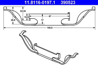 Spring, brake caliper ATE 11.8116-0197.1