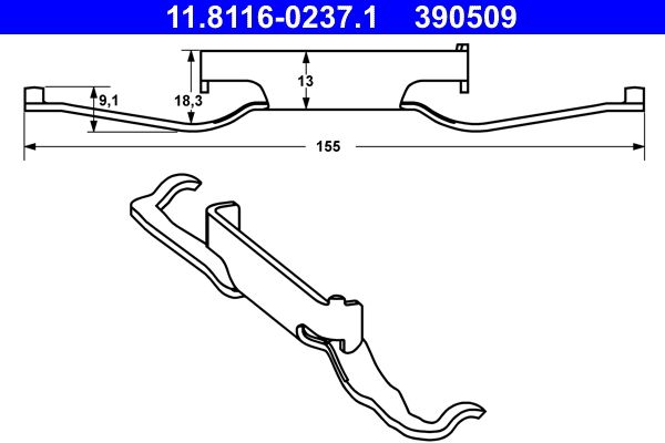 ATE 11.8116-0237.1 Spring, brake caliper