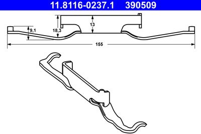 Spring, brake caliper ATE 11.8116-0237.1