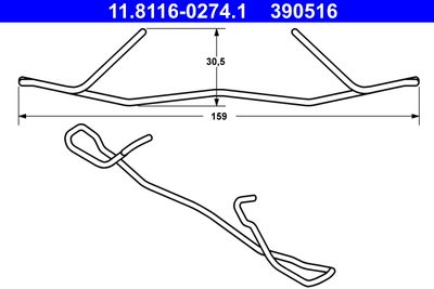 Spring, brake caliper ATE 11.8116-0274.1