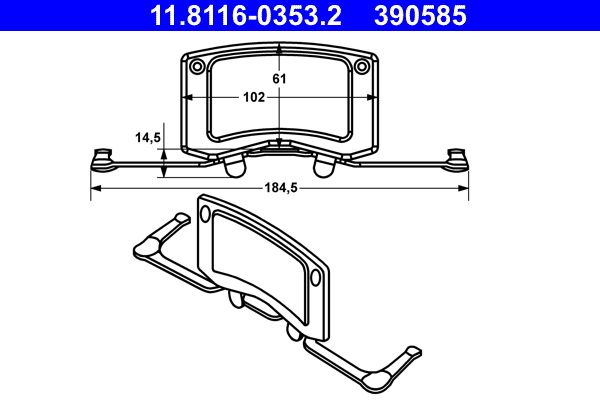ATE 11.8116-0353.2 Spring, brake caliper