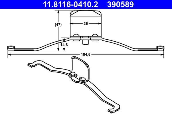 ATE 11.8116-0410.2 Spring, brake caliper