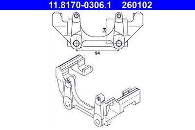 Bracket, brake caliper ATE 11.8170-0306.1