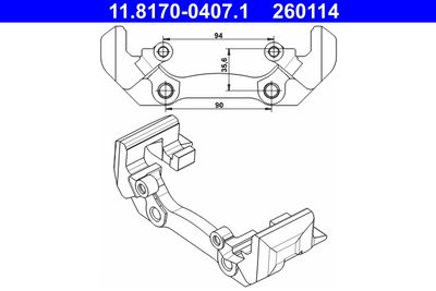 Bracket, brake caliper ATE 11.8170-0407.1