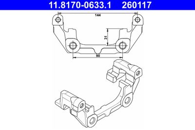 Bracket, brake caliper ATE 11.8170-0633.1