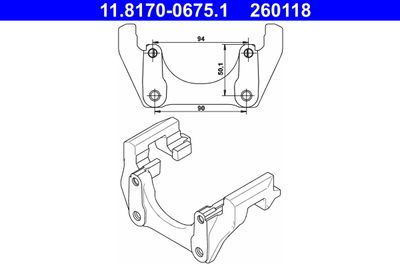 Bracket, brake caliper ATE 11.8170-0675.1