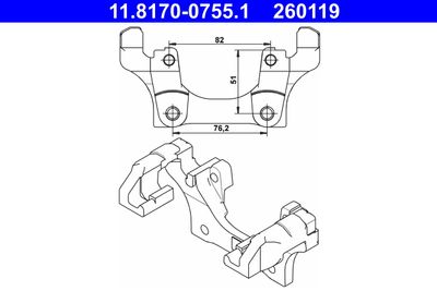 Bracket, brake caliper ATE 11.8170-0755.1