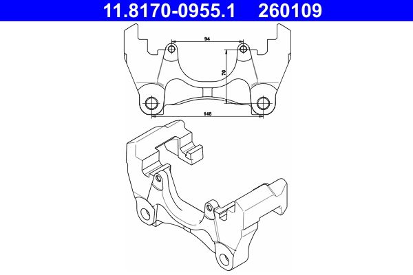 ATE 11.8170-0955.1 Bracket, brake caliper