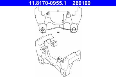 Bracket, brake caliper ATE 11.8170-0955.1