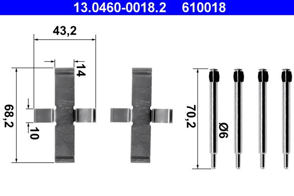ATE 13.0460-0018.2 Accessory Kit, disc brake pad