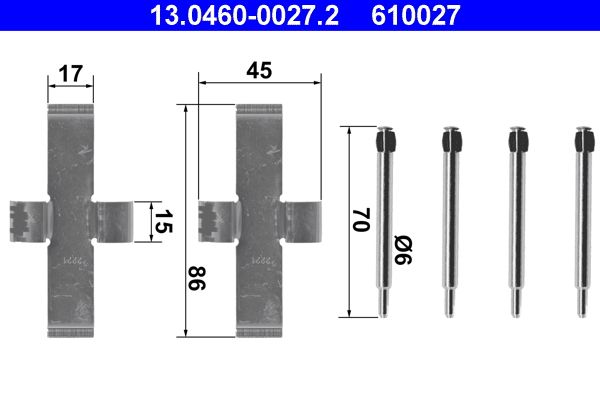 ATE 13.0460-0027.2 Accessory Kit, disc brake pad