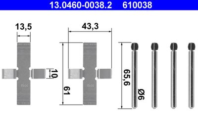 Accessory Kit, disc brake pad ATE 13.0460-0038.2