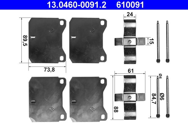 ATE 13.0460-0091.2 Accessory Kit, disc brake pad