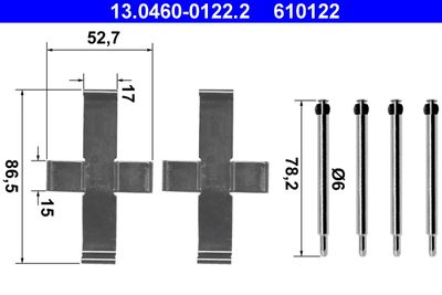 Accessory Kit, disc brake pad ATE 13.0460-0122.2