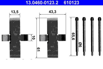 Accessory Kit, disc brake pad ATE 13.0460-0123.2
