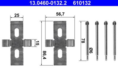 Accessory Kit, disc brake pad ATE 13.0460-0132.2