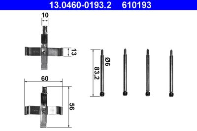 Accessory Kit, disc brake pad ATE 13.0460-0193.2