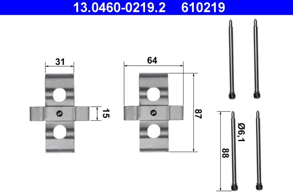 ATE 13.0460-0219.2 Accessory Kit, disc brake pad