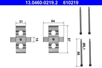 Accessory Kit, disc brake pad ATE 13.0460-0219.2