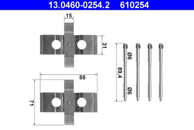 Accessory Kit, disc brake pad ATE 13.0460-0254.2
