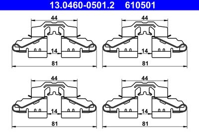 Accessory Kit, disc brake pad ATE 13.0460-0501.2