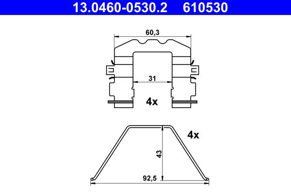 ATE 13.0460-0530.2 Accessory Kit, disc brake pad