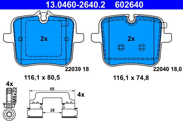 ATE 13.0460-2640.2 Brake Pad Set, disc brake