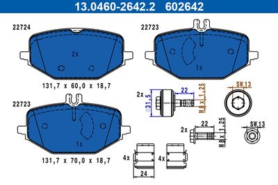 Brake Pad Set, disc brake ATE 13.0460-2642.2