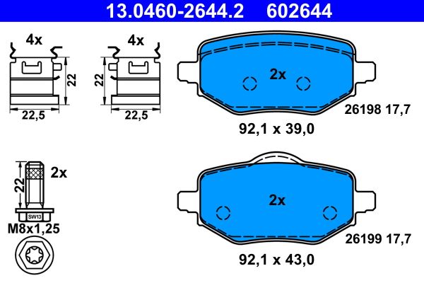 ATE 13.0460-2644.2 Brake Pad Set, disc brake
