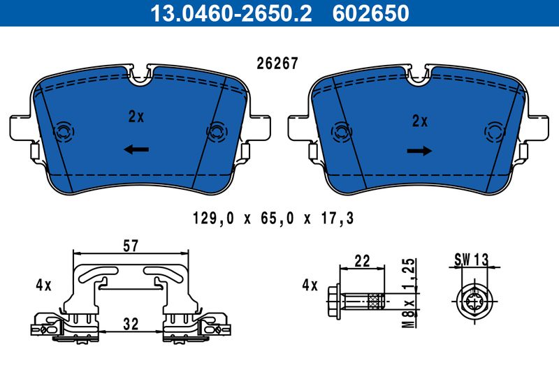 ATE 13.0460-2650.2 Brake Pad Set, disc brake