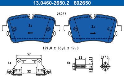 Brake Pad Set, disc brake ATE 13.0460-2650.2
